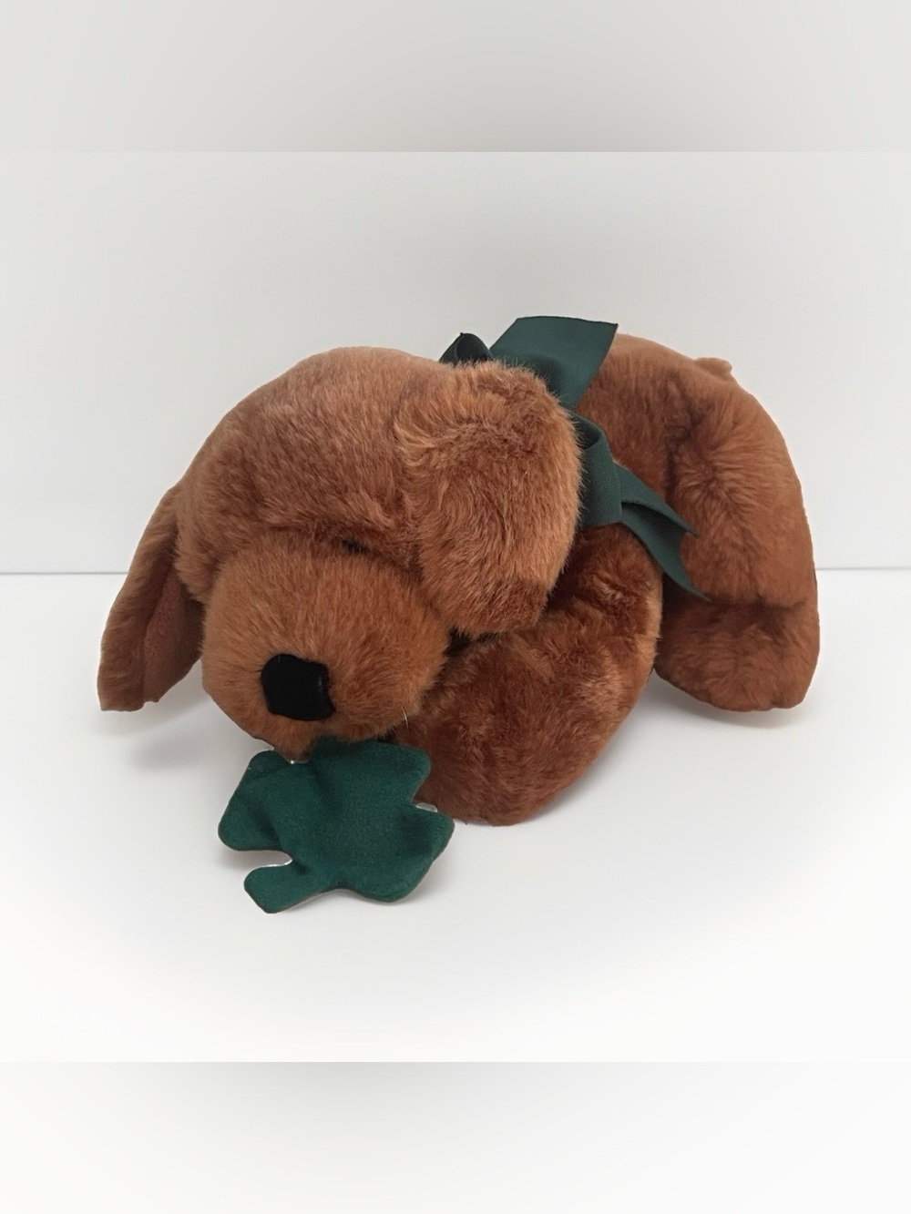 VTG Russ Berrie Puppy Dog Plush Stuffed Animal Callahan Irish Clover Shamrock